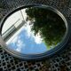 Plateau miroir rond époque art déco entourage alu