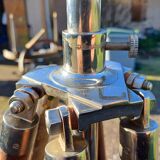 Wood and chrome tripod lamp