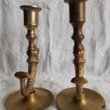 Duo brass fish candlesticks