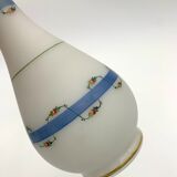 Pair of ancient opaline vases, flower decoration and blue and gold fillets - Circa 1900