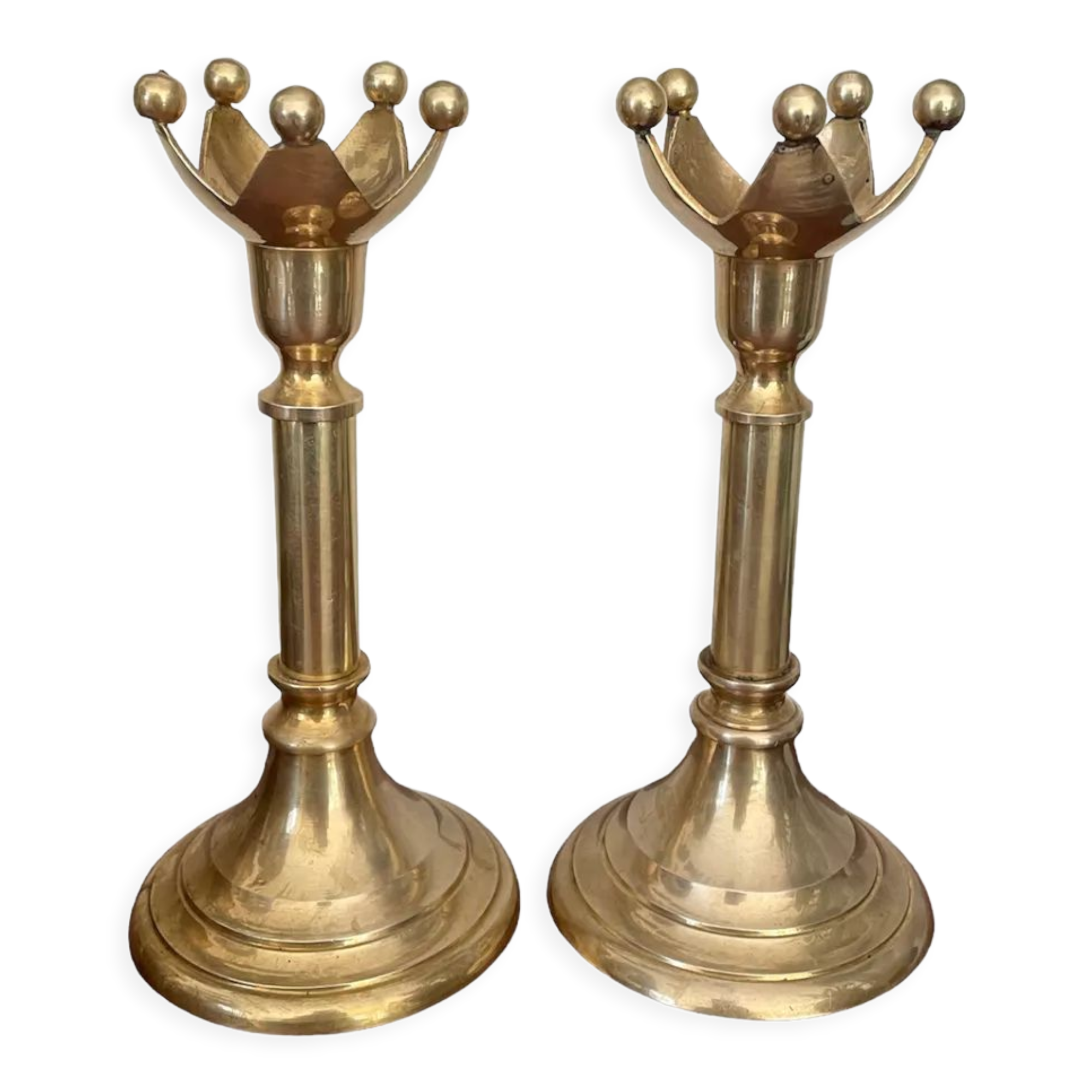 Pair of Scandinavian brass candle holders