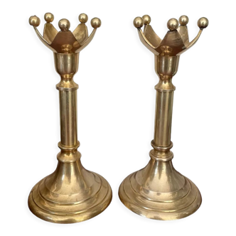 Pair of Scandinavian brass candle holders