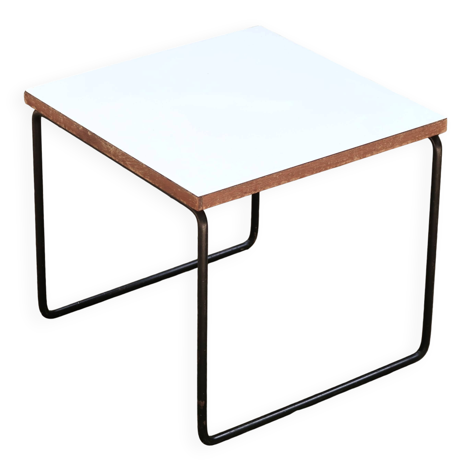 Table basse volante blanche de Pierre Guariche pour Steiner, années 50