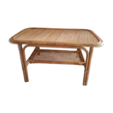 Table basse en bambou, cannage et rotin