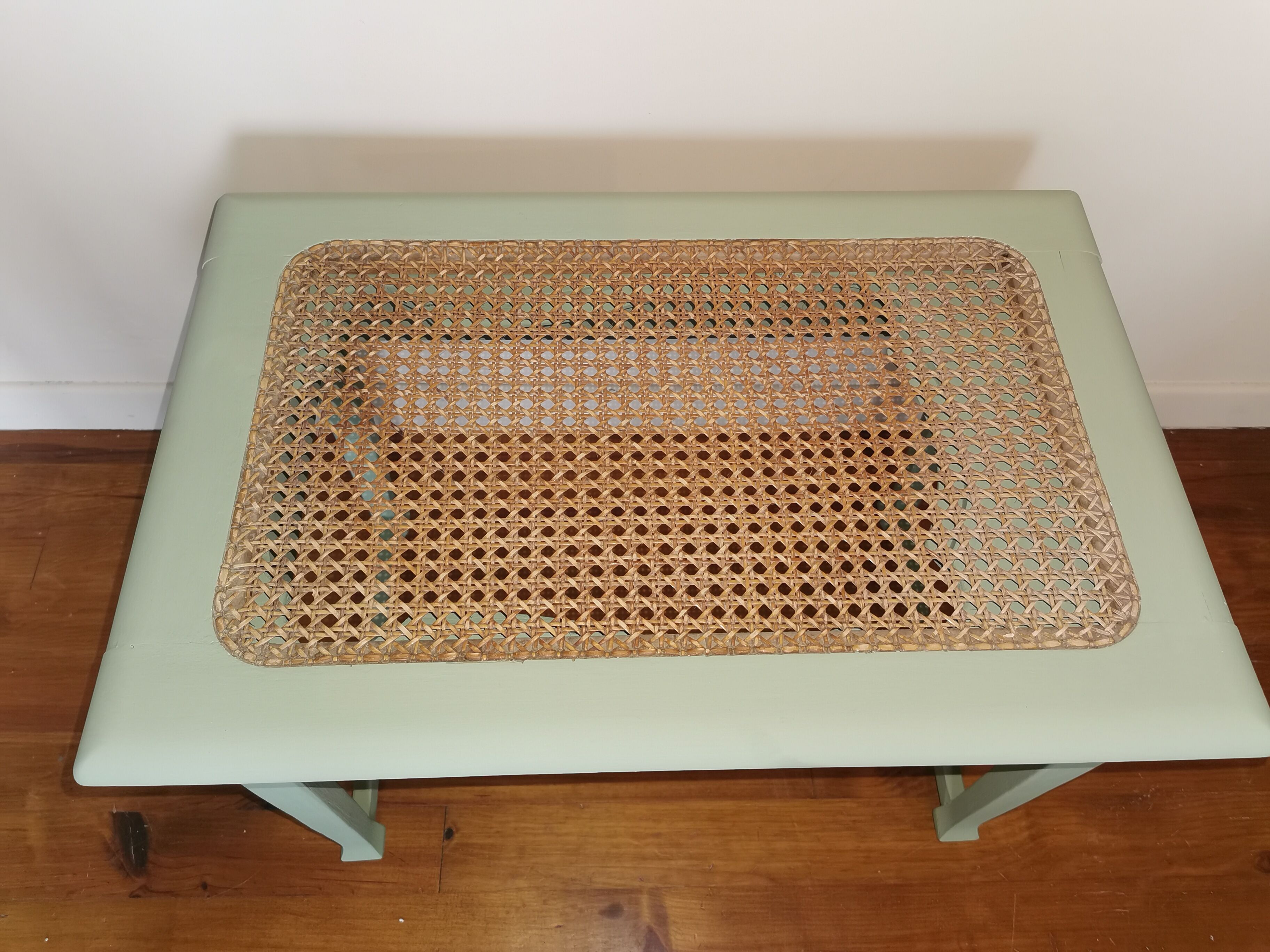 Old wooden bench and revamped canning