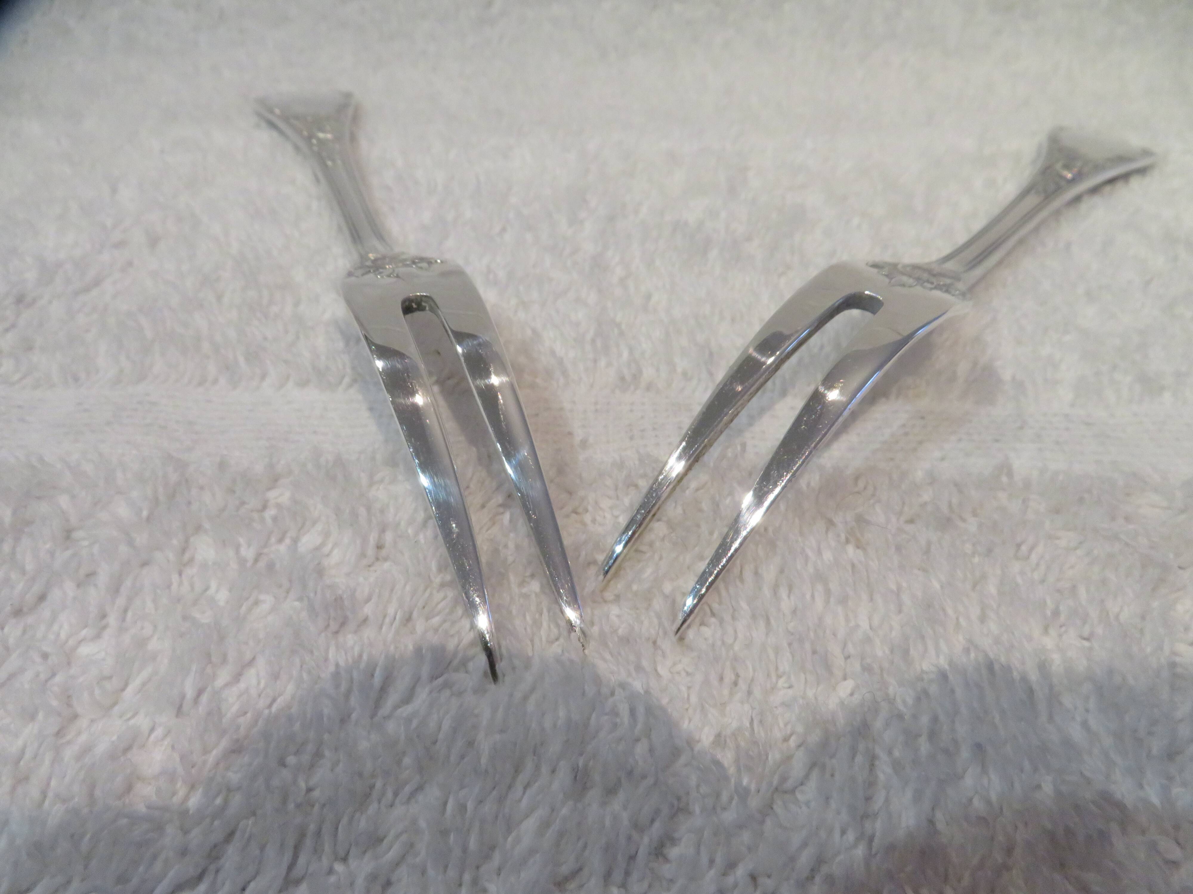 2 cold meat forks silver plated metal goldsmith Christofle Marly