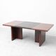 Vintage wooden desk with black faux leather insert – 1970s modernist design
