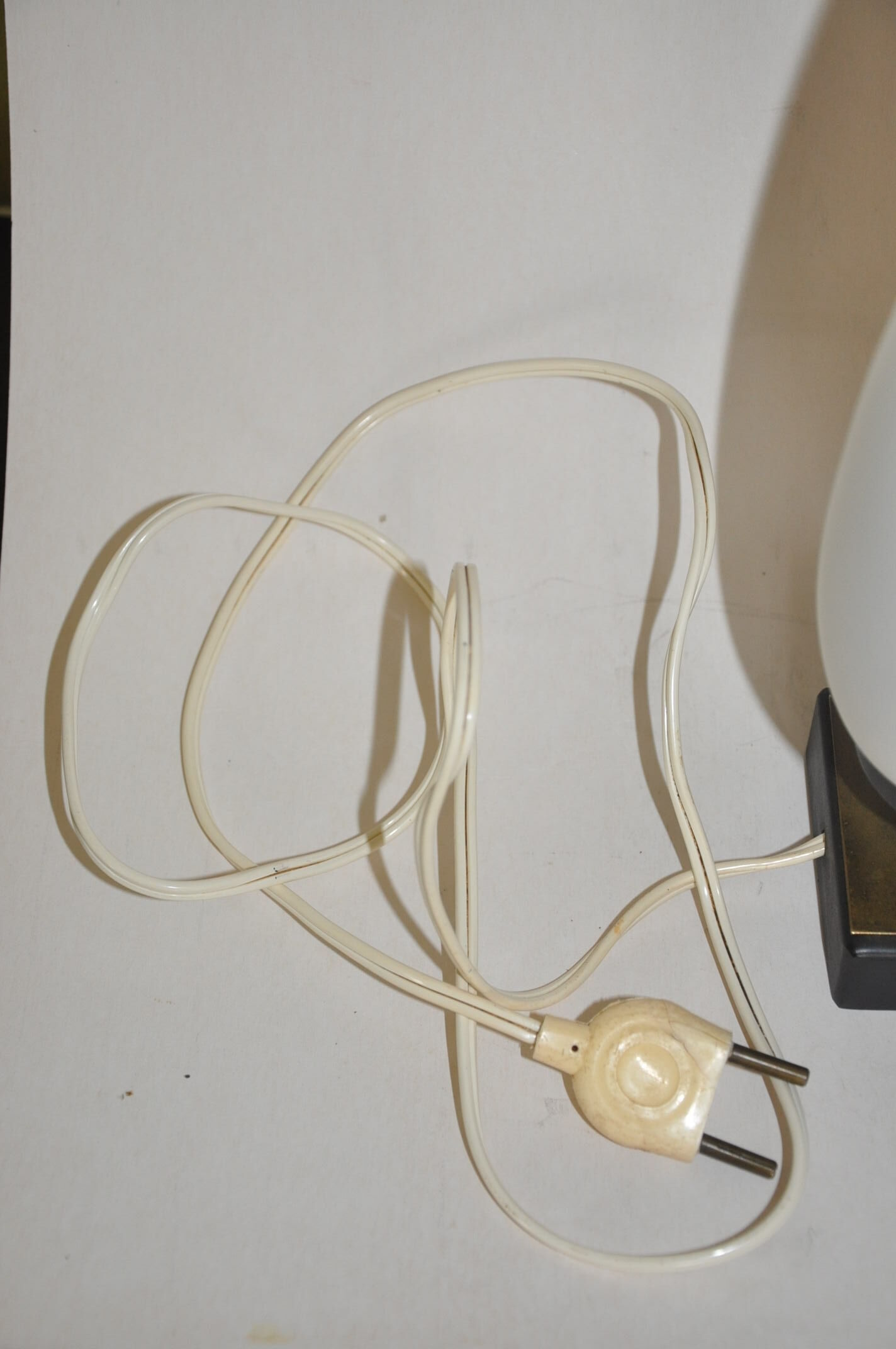 Opaline brass metal lamp 50s