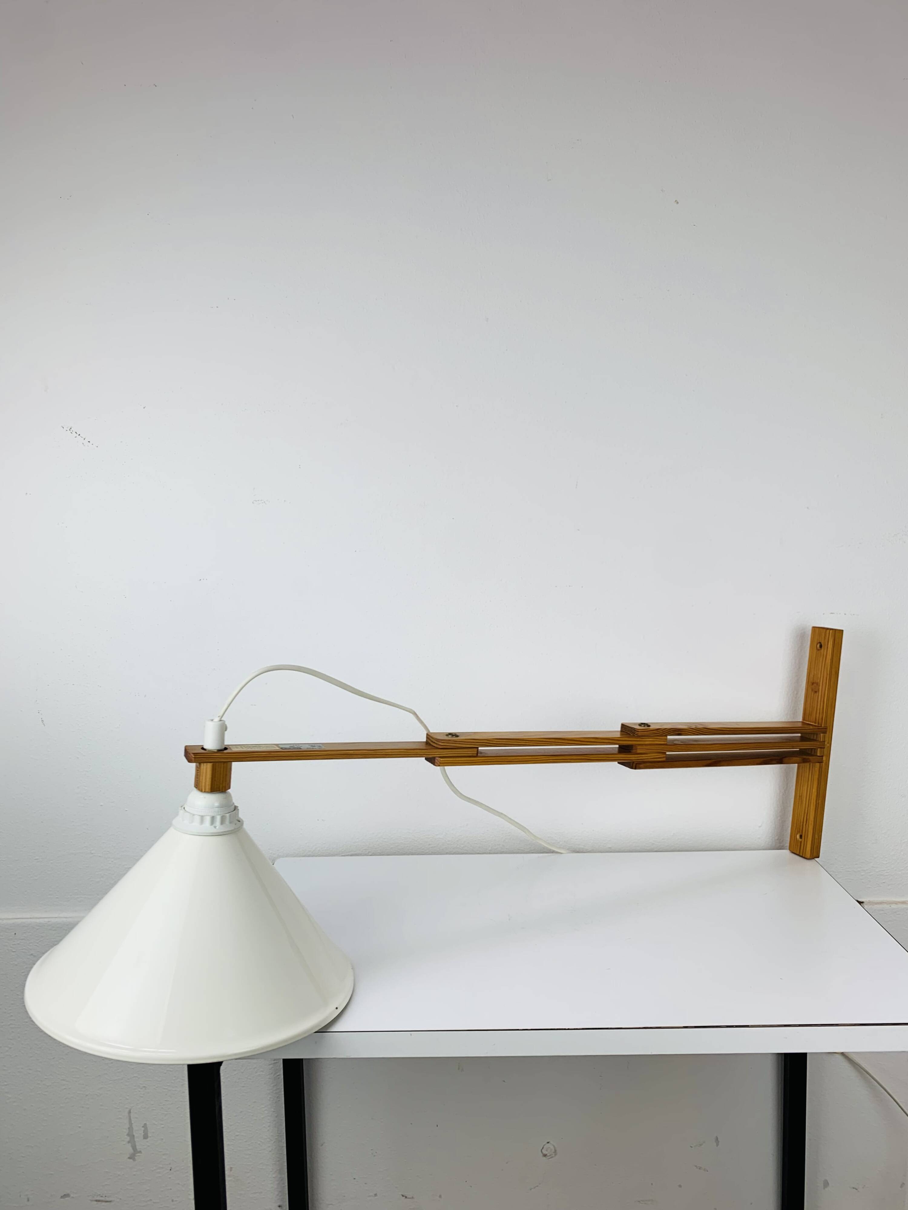 Vintage Ikea pine accordion folding wall lamp, 1980s