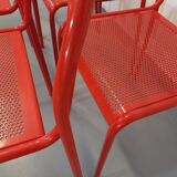 Set of 6 vintage red metal chairs from the 80s
