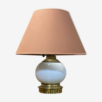 Lampe Napoléon III en opaline et laiton fin XIXème