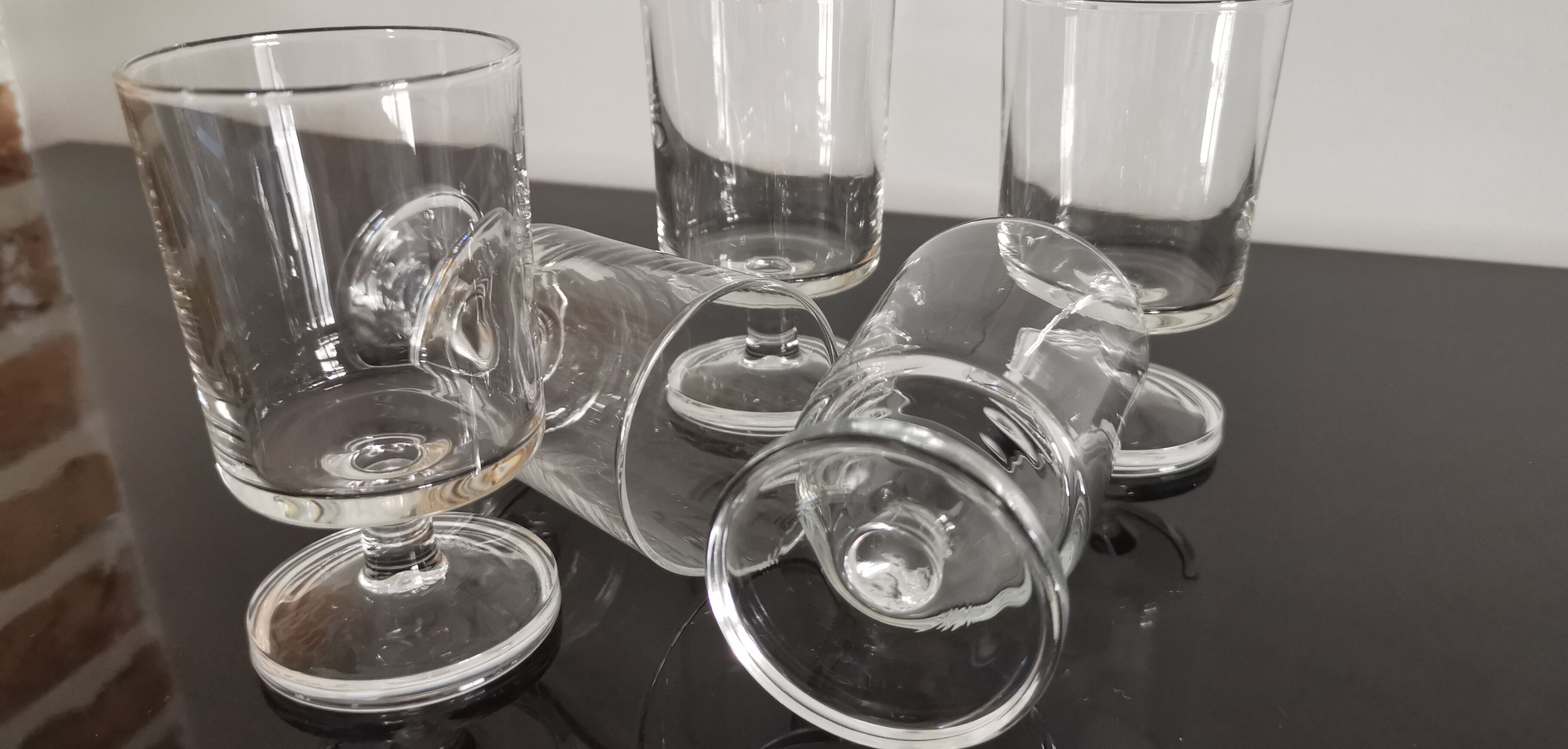 Set of 6 vintage transparent Luminarc cavalier wine glasses