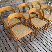 Set of 6 caned chairs by Baumann, gondola model.