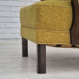 1950s, Danish vintage chair, light green cotton/wool fabric, beech wood.