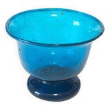 Coupelle à pied verre soufflé bleu