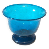 Blue blown glass footed bowl