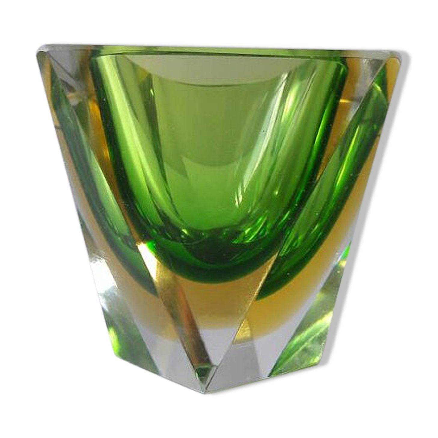 Vase Sommerso de Murano vert 70's