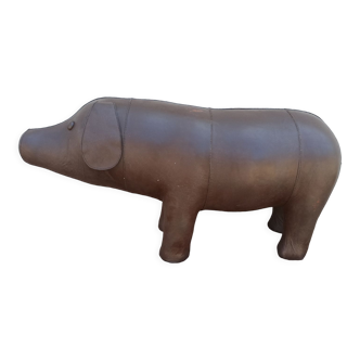 Brown leather pig