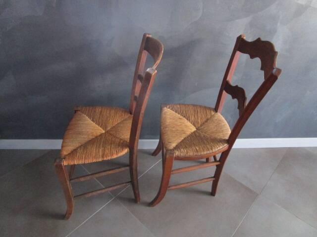 2 old straw chairs