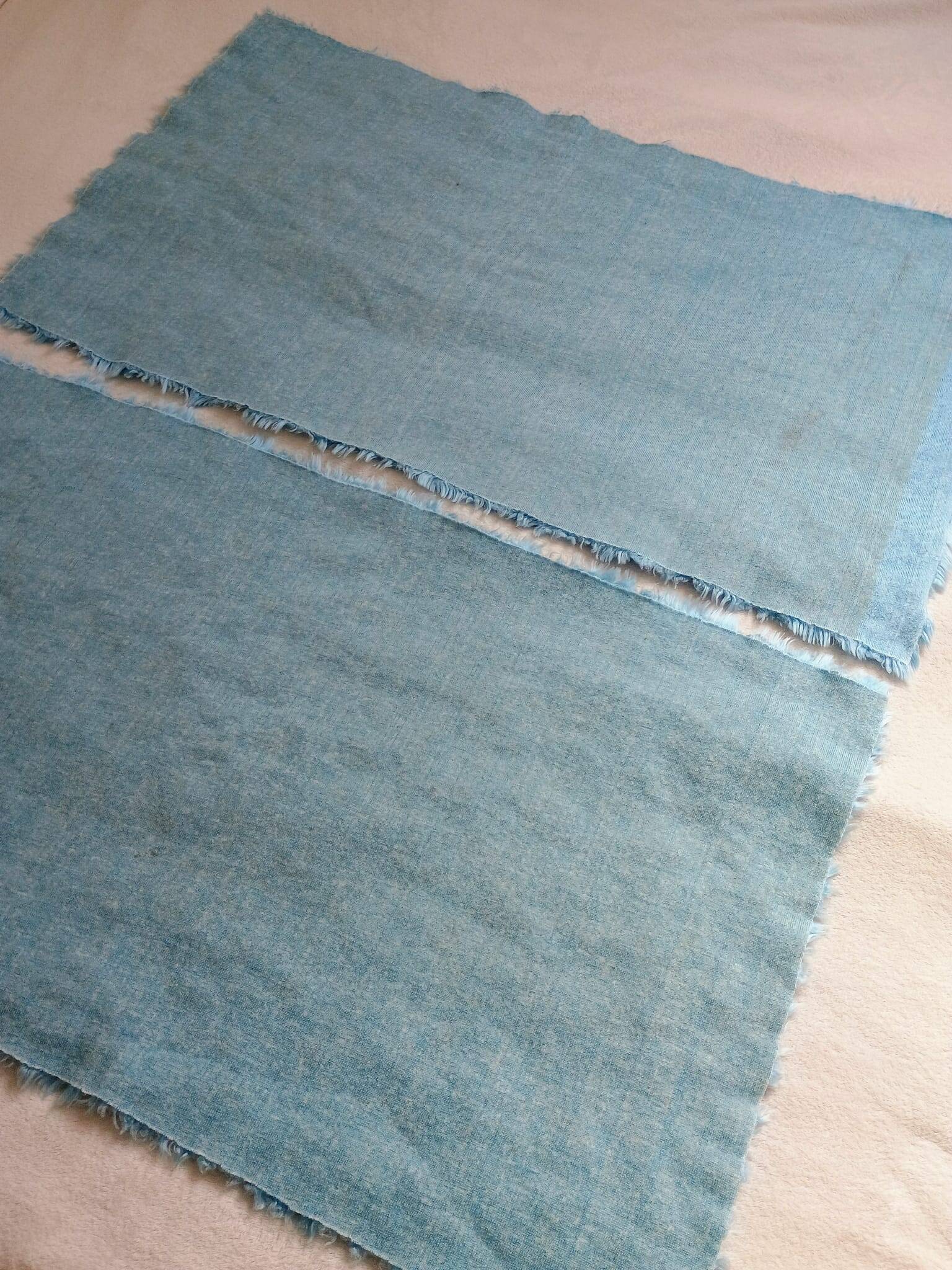 Set of two vintage sky blue rugs from the 70s