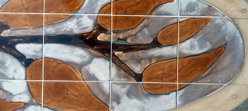 Oval coffee/living room table signed RAYNAUD - 1960s.