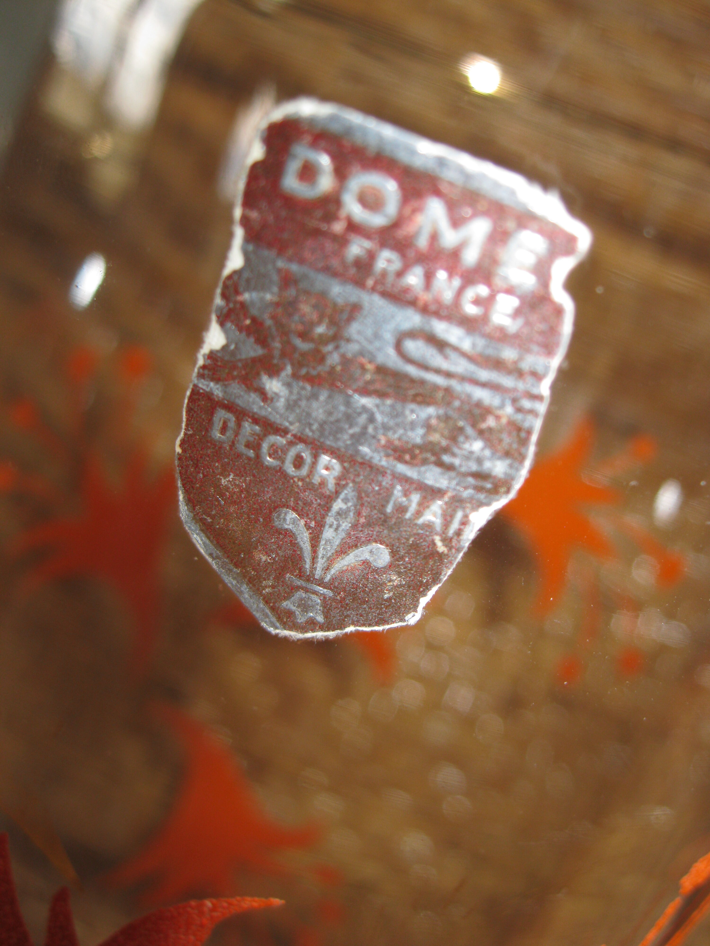 Antique crystal and orange granite vase