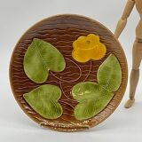 Ceramic dish, Sarreguemines France vintage, yellow flower