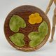 Ceramic dish, Sarreguemines France vintage, yellow flower