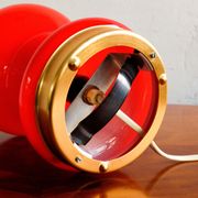 Space age czechoslovak opaline red glass table lamp, 1970s