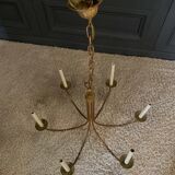 Lustre en métal doré 1960 six feux