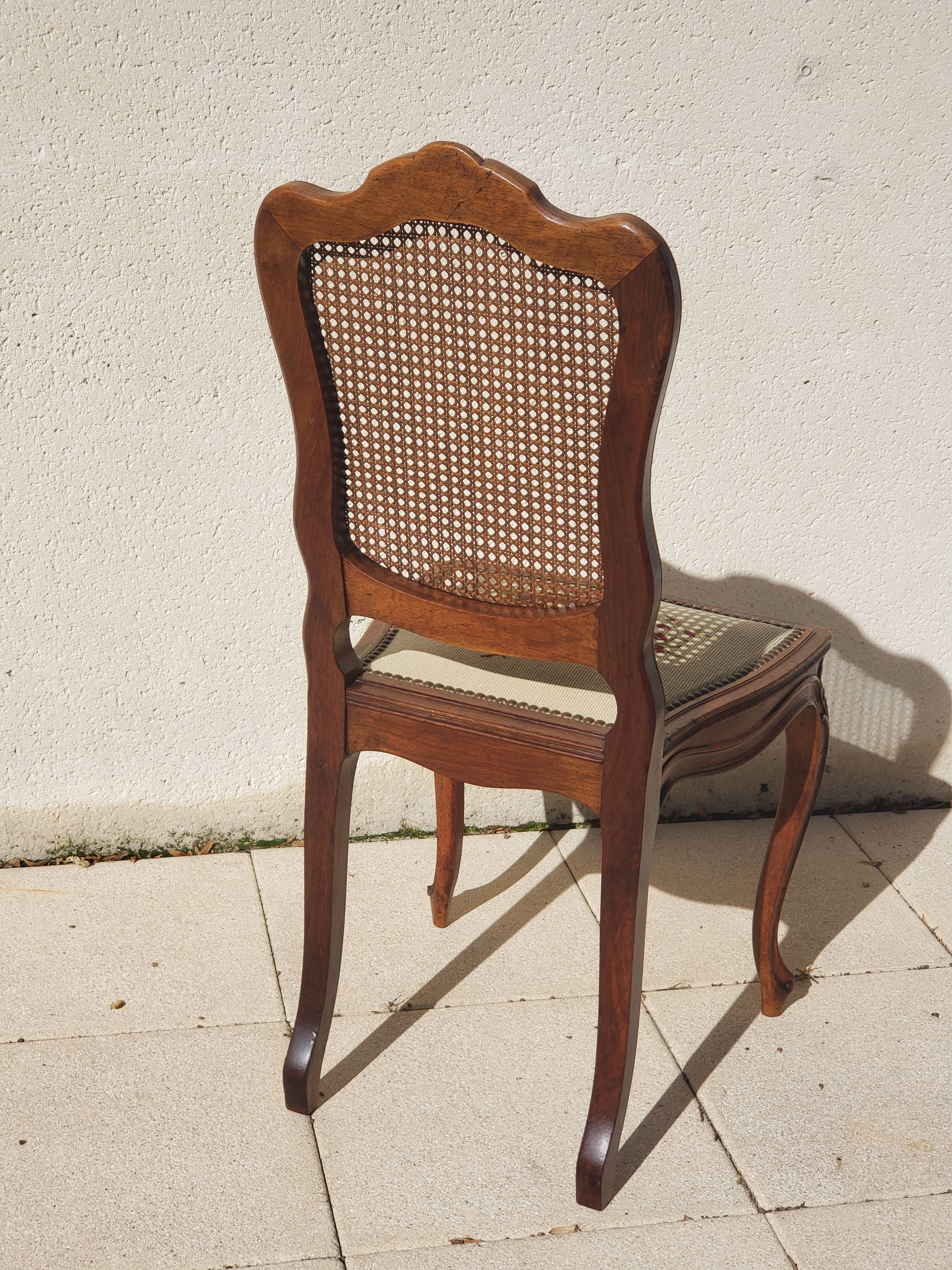 Antique Louis XV style chair in walnut