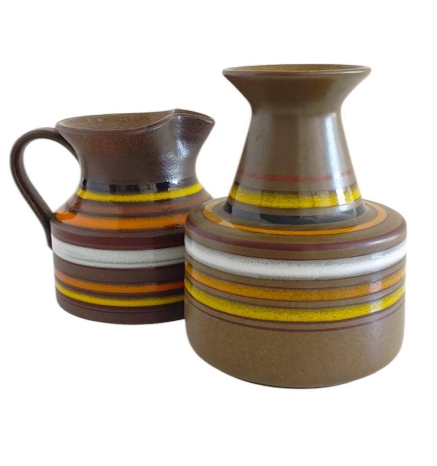 Bitossi Ceramic Vase and Pitcher Set by Aldo Londi, Handmade in Italy