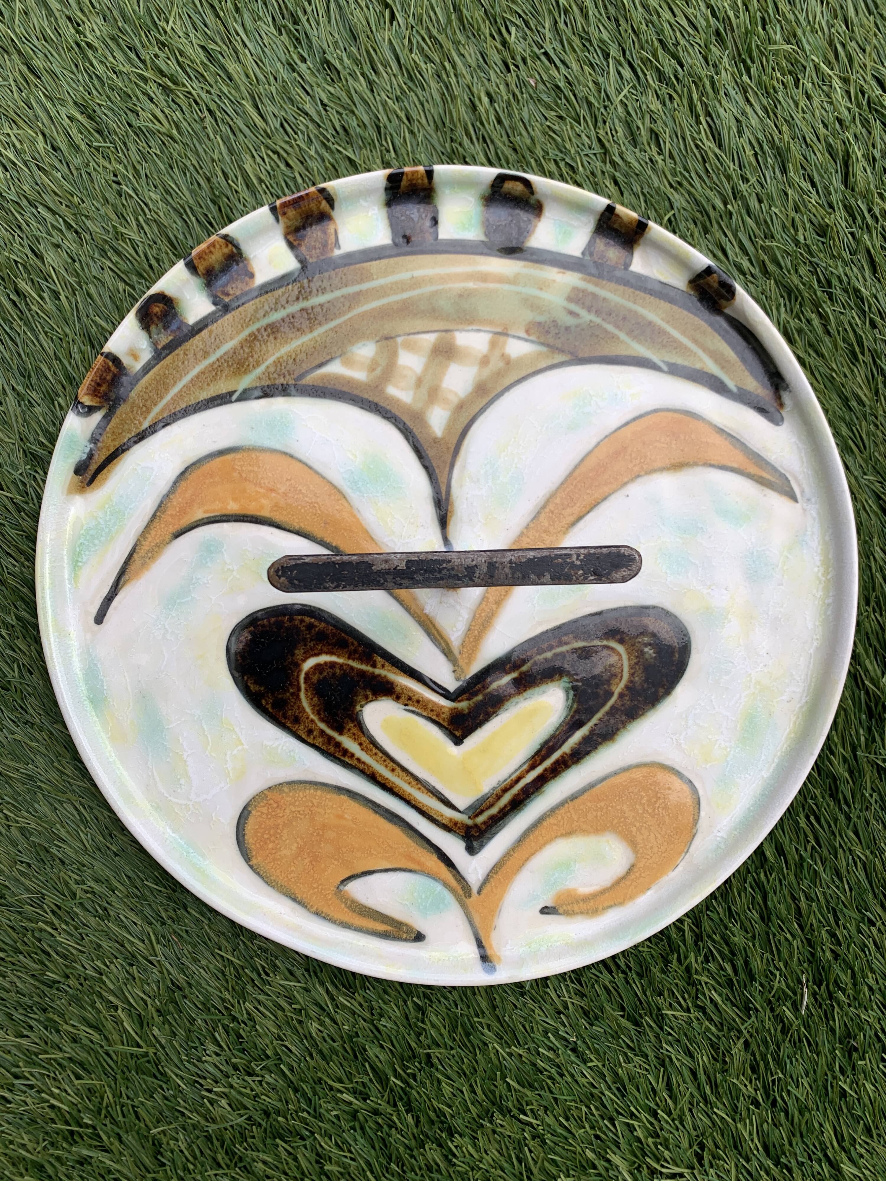 Cheese tray, Vallauris ceramics, unique piece, 1960