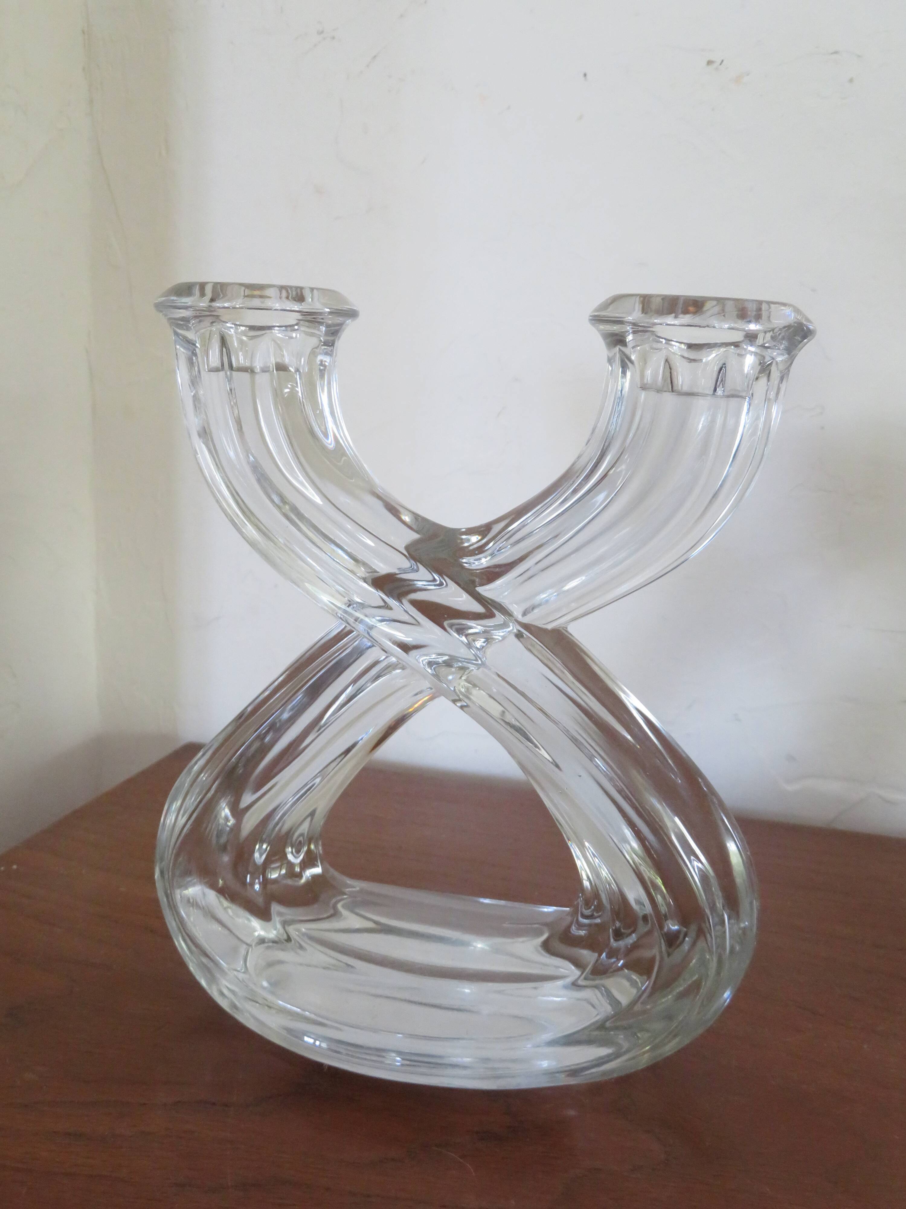 Pair of vintage crystal candlesticks