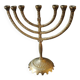 Jewish Menorah/Candlestick with 7 arms. Engraved Jerusalem, signed Wainberg Dim 16x16