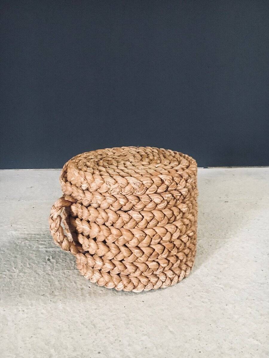 French Mediterranean Low Rope Stool by Audoux Minet, 1940s
