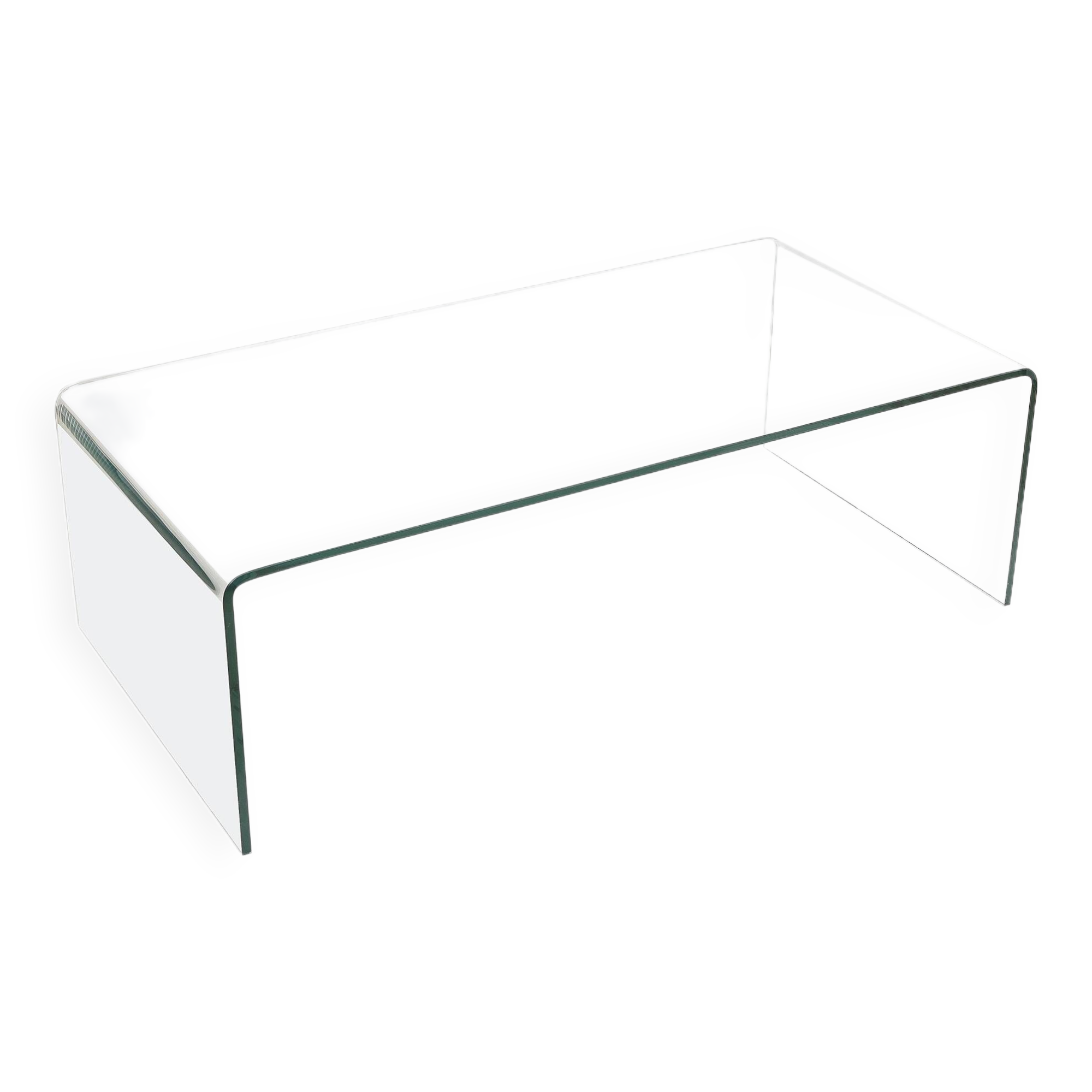 Transparent tempered glass coffee table.