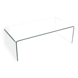 Transparent tempered glass coffee table.