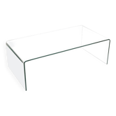 Transparent tempered glass coffee table.