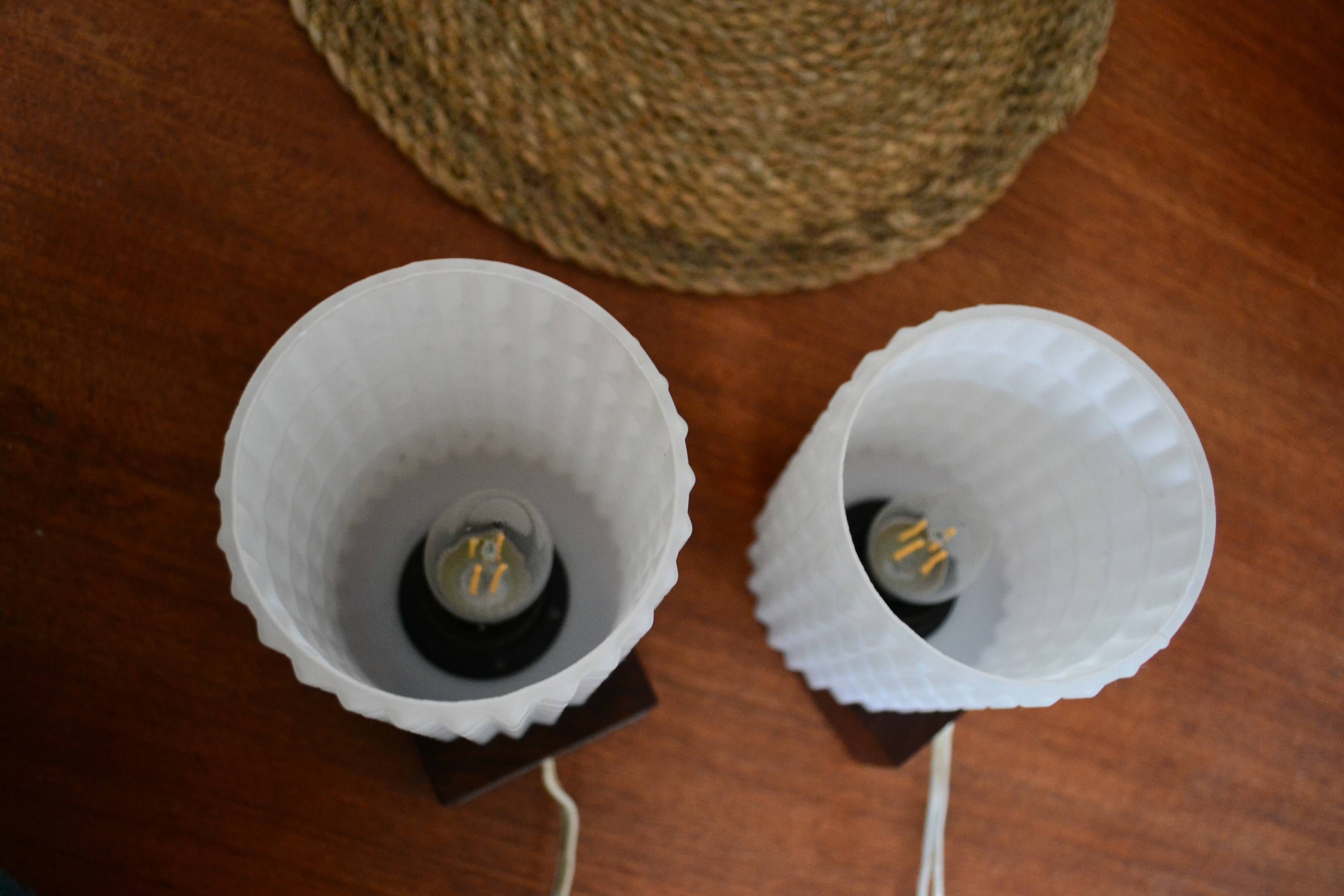 Pair of Scandinavian wall lights in teak and opaline by Philips from the 1960s.