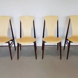 Set of 4 floating seat dining chairs / 1950s