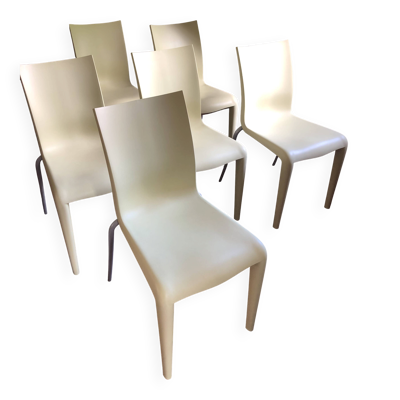 Lot de 6 chaises jaunes pâles vintage designer Philippe Starck