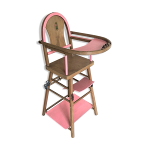 Chaise haute en bois vintage pour