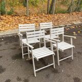 4 folding garden chairs in solid white wood