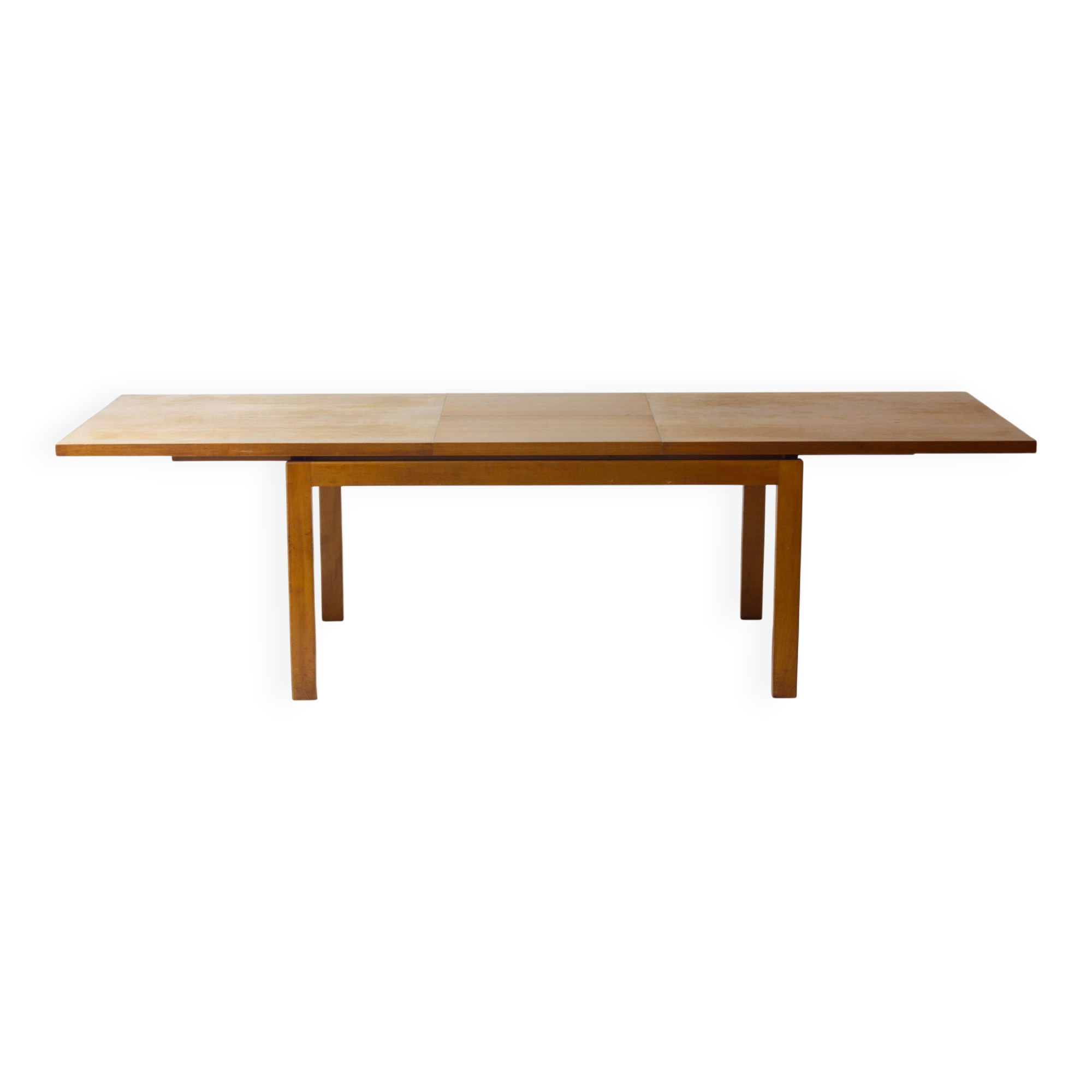 Extendable 'abstracta' dining table in beech by Jos de Mey, Belgium 1960s