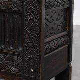 Antique English Bench/Chest with Red Tufted Seat
