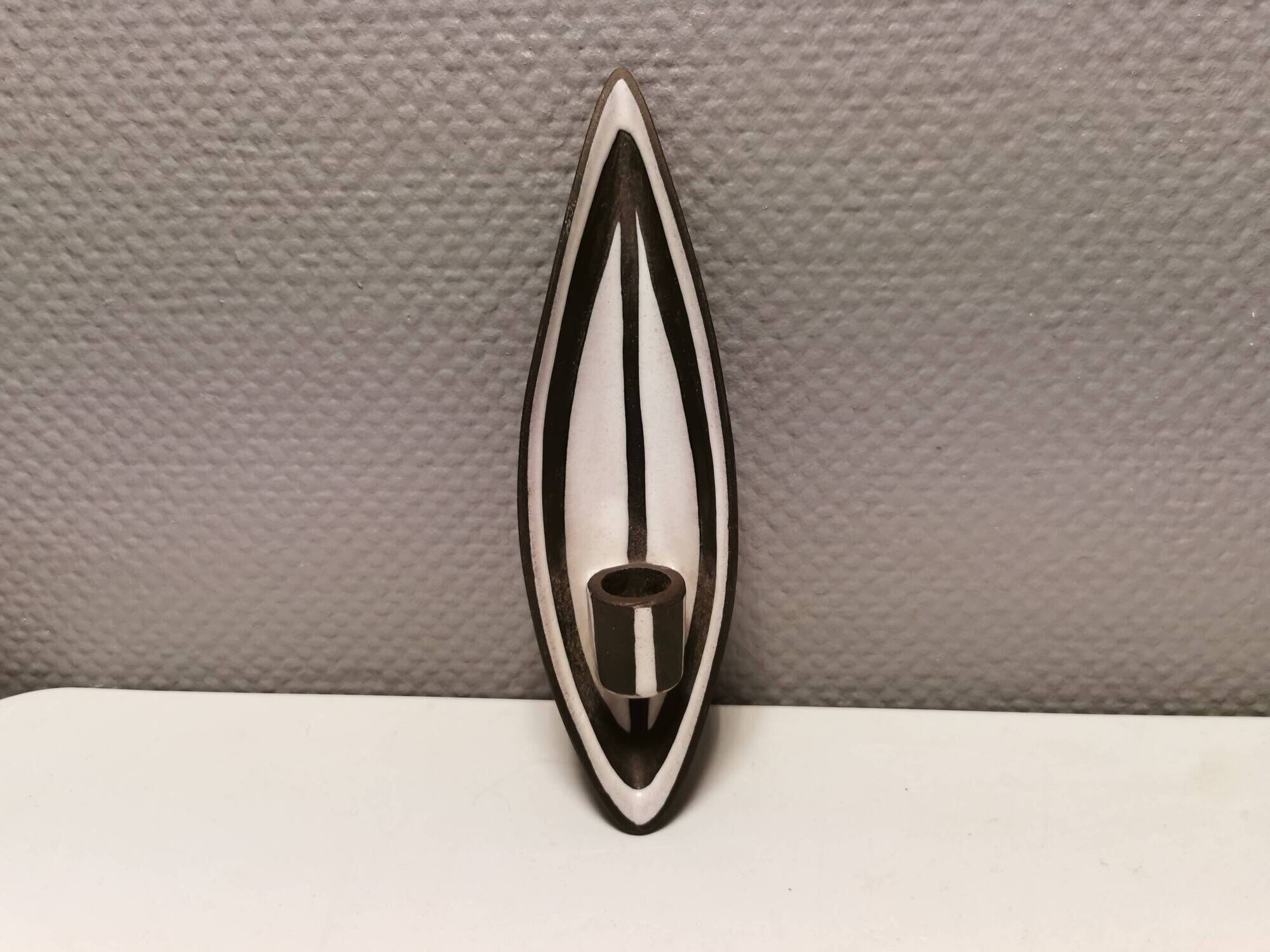 Wall-hung candle holder in the black series, made by Michael Andersen Bornholm Denmark 1960s