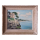 Tableau vintage paysage côtier avec pêcheur solitaire