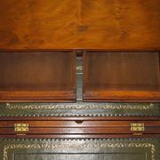 Military desk Harrods in Burr Yew wood with leather, country style.