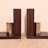 Art Deco pair of bookends in Macassar ebony.